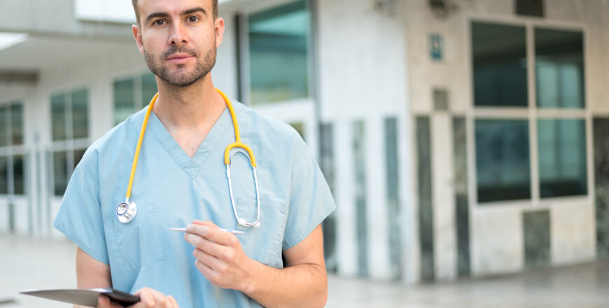 male nurse with stethoscope